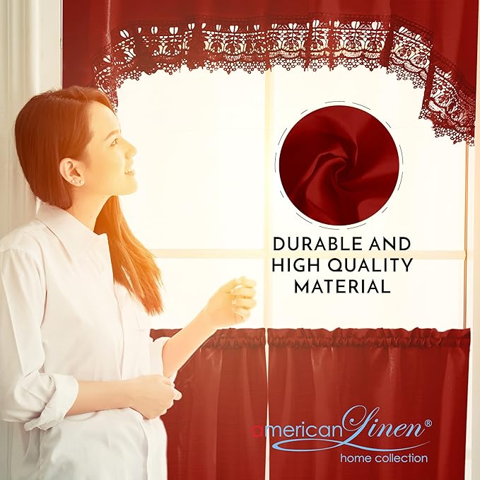 American Linen Café Curtains for Kitchen, Bathroom Curtains - Image 3