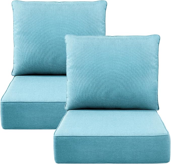 6" Thick Outdoor Cushions 24x24x6, 2-Set Deep Seat Patio Cushions by Pugire