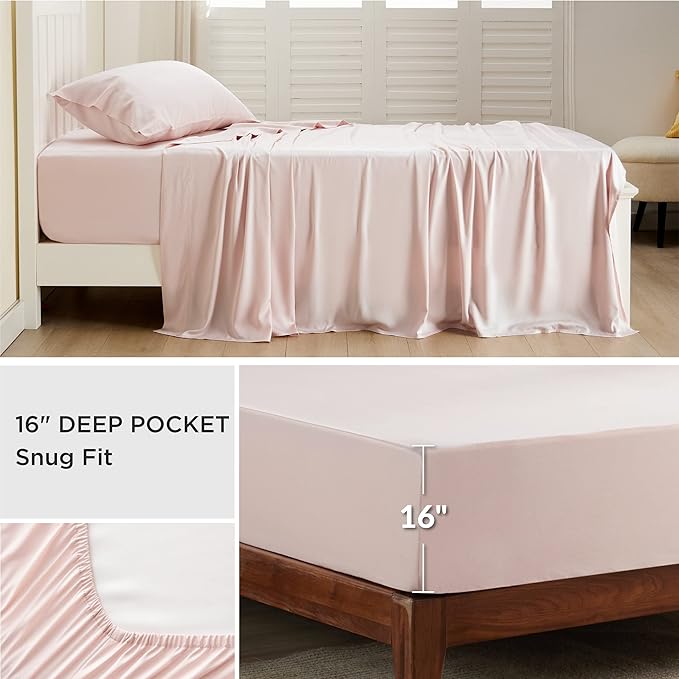 Bedsure Cooling Sheets Twin, Rayon Derived from Bamboo, Breathable & Soft Twin - Image 4