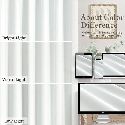 White Blackout Curtains 84 Inch Long 2 Panels Cotton Linen Thick Total Black - Image 7