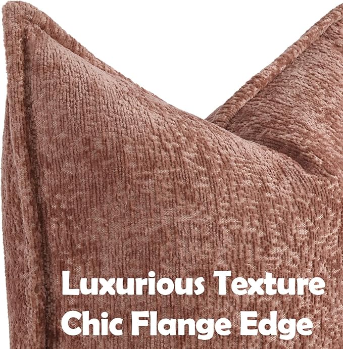 Pack of 2 Dusty Pink Decorative Throw Pillow Covers 22x22 Cozy Soft Chenille - Image 2