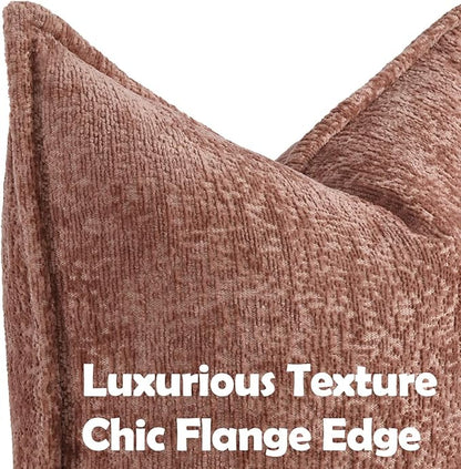Pack of 2 Dusty Pink Decorative Throw Pillow Covers 20x20 Cozy Soft Chenille - Image 2