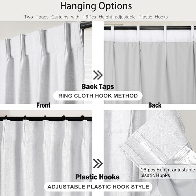 IVAPUPU Linen Pinch Pleated Full Blackout Curtains - Image 7