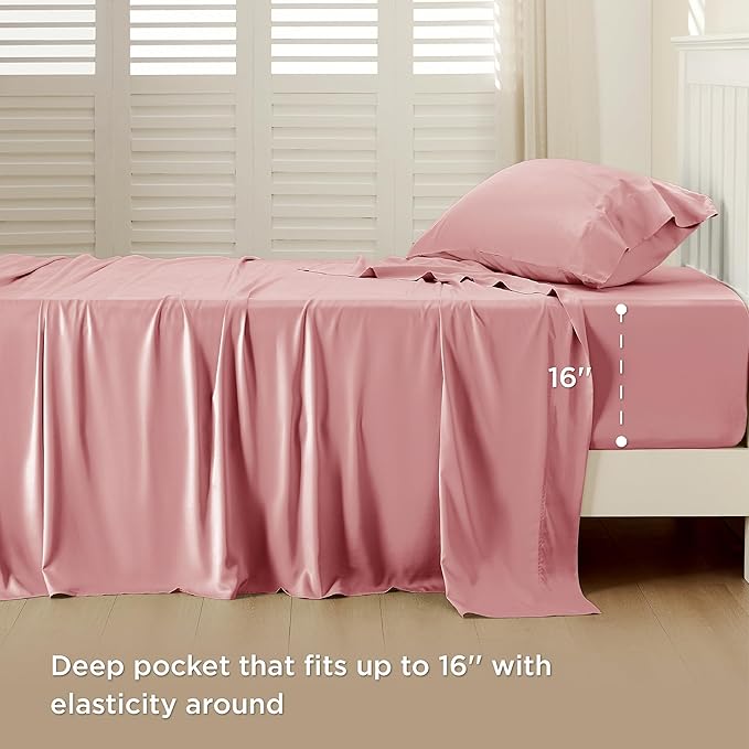 Bedsure Cooling Sheets Twin, Rayon Derived from Bamboo, Breathable & Soft Twin - Image 3