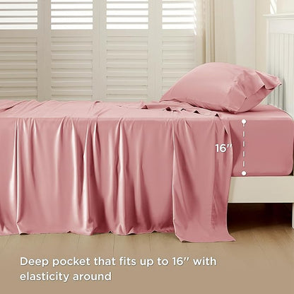 Bedsure Cooling Sheets Twin, Rayon Derived from Bamboo, Breathable & Soft Twin - Image 3