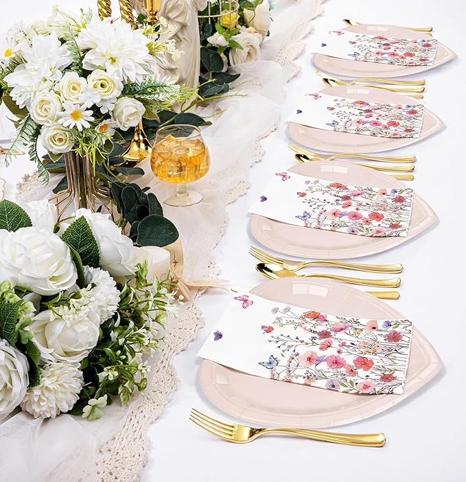 HEIPINIUYE 50 Pieces Spring Floral Paper Napkins 3-ply Wildflower Guest Napkins - Image 7
