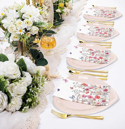 HEIPINIUYE 50 Pieces Spring Floral Paper Napkins 3-ply Wildflower Guest Napkins - Image 7