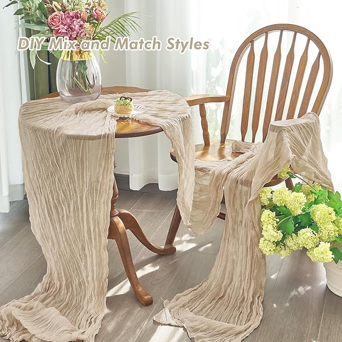 IVAPUPU 6 Pcs Cheesecloth Table Runner - 10ft Nude Boho Gauze Cheese Cloth - Image 5