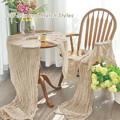 IVAPUPU 4 Pcs Cheesecloth Table Runner - 10ft Nude Boho Gauze Cheese Cloth - Image 5