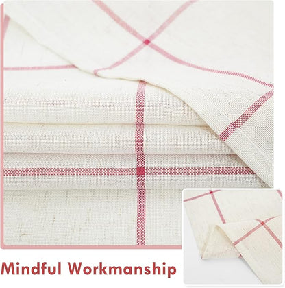 DriftAway Kitchen Curtains Striped Tier Linen Short Windowpane Plaid Cafe - Image 6