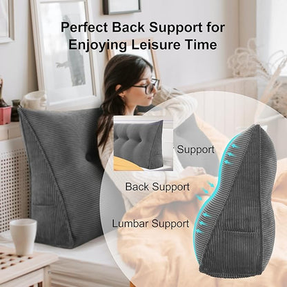 WOWMAX Triangular Headboard Pillow Twin Dorm Headboard Twin XL Bed Wedge Pillow - Image 2