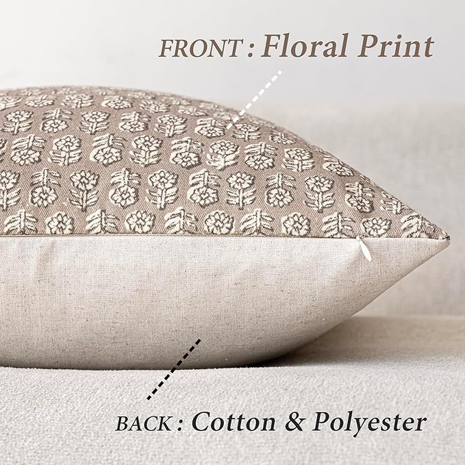 Foindtower Set of 2 Decorative Floral Body Lumbar Throw Pillow Covers Neutral - Image 2