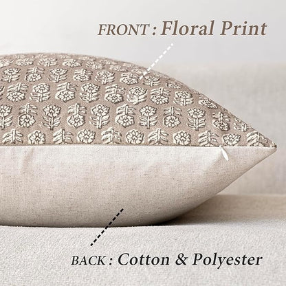 Foindtower Set of 2 Decorative Floral Body Lumbar Throw Pillow Covers Neutral - Image 2