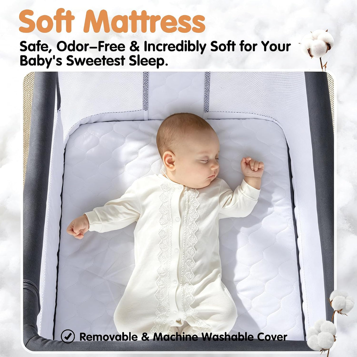 4 in 1 bassinet bedside sleeper with rocking, front angle view