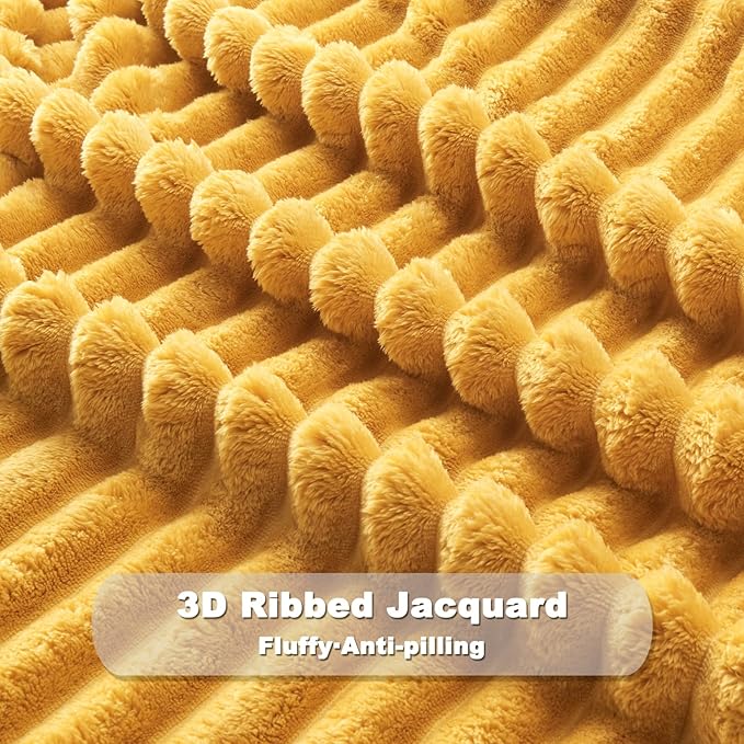 NEWCOSPLAY Super Soft Twin Blanket Mustard Yellow Premium Silky Flannel Fleece - Image 7