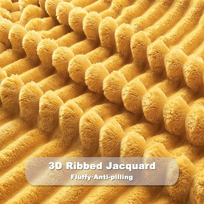 NEWCOSPLAY Super Soft Twin Blanket Mustard Yellow Premium Silky Flannel Fleece - Image 7