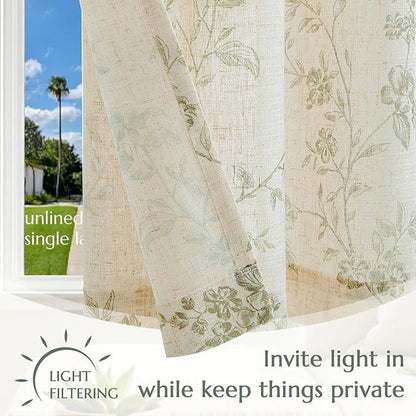 jinchan Floral Kitchen Curtains 24 Inch Linen Tier Curtains Christmas Decor - Image 5