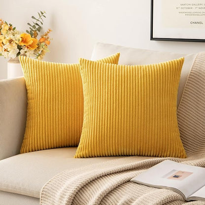 MIULEE Pack of 2 Mustard Yellow Fall Pillow Covers 20x20 Inch Soft Decorative by MIULEE