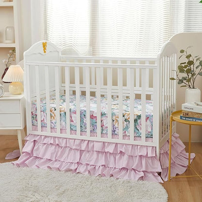 Brandream Crib Bed Skirt Dust Ruffle Triple Layer 100% Egyptian Cotton Sateen - Image 3