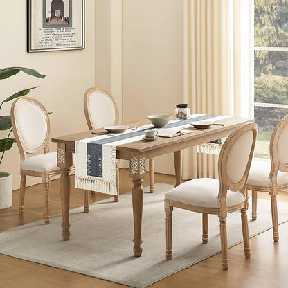 ZeeMart Macrame Style Bicolor Stitching Table Runner, 14 x 72 Inch - Image 3
