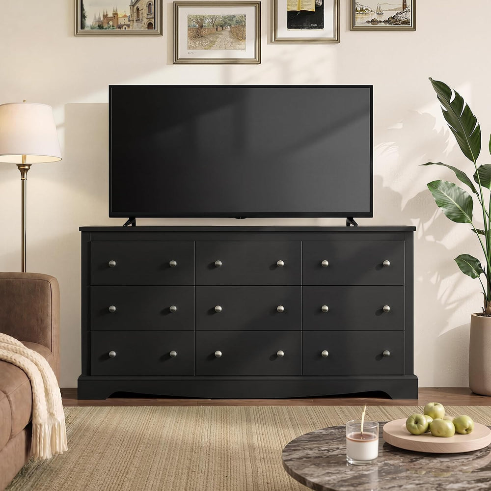 WLIVE 63" Dresser for Bedroom, Modern 9 Drawer Dresser with Exclusive An...