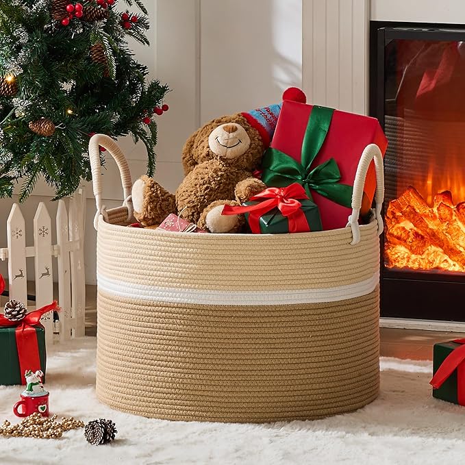 KAKAMAY Large Blanket Basket, Woven Baskets - Image 2