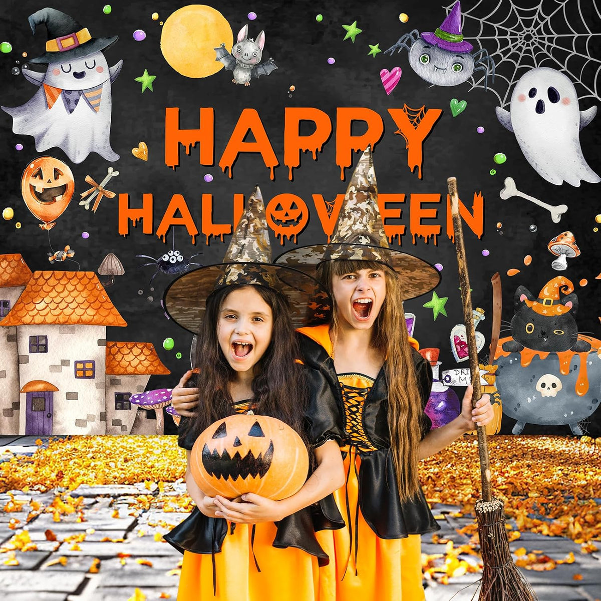 Avezano Happy Halloween Backdrop Halloween Party Decorations