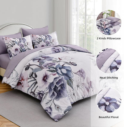 luxudecor floral comforter set full size 7 piece, package contents