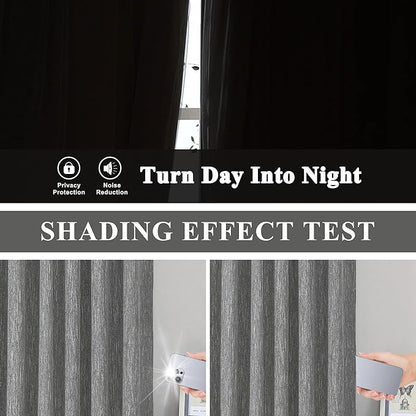 Vision Home Charcoal Grey Full Blackout Curtains Pinch Pleated Room Darkening - Image 3