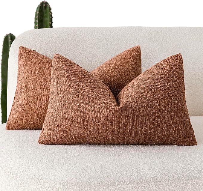 Foindtower Pack of 2 Textured Boucle Throw Pillow Covers Accent Solid by Foindtower
