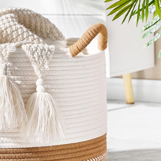 KAKAMAY Large Blanket Basket, Woven Baskets - Image 5