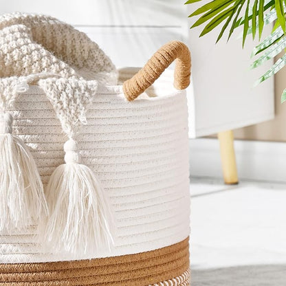 KAKAMAY Large Blanket Basket, Woven Baskets - Image 5