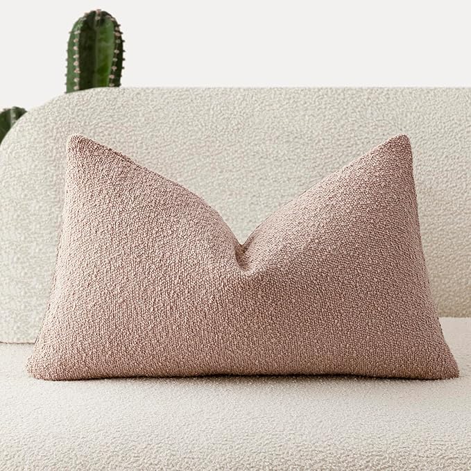 Foindtower Decorative Textured Boucle Throw Pillow Covers Accent Solid Lumbar by Foindtower