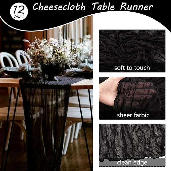 12 Pack 10Ft Cheesecloth Table Runner 35x120 Inch Boho Gauze Table Runner - Image 4