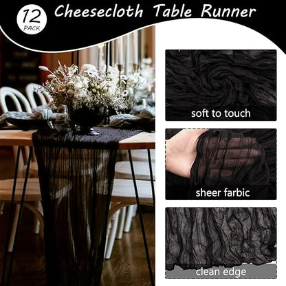 12 Pack 10Ft Cheesecloth Table Runner 35x120 Inch Boho Gauze Table Runner - Image 4