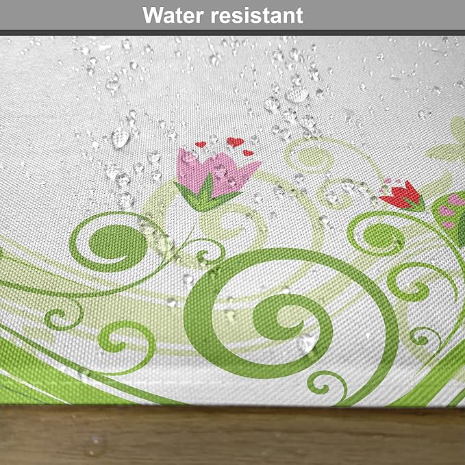 Ambesonne Green Flower Place Mats Set of 4, Blossoming Abstract Elements Swirls - Image 6