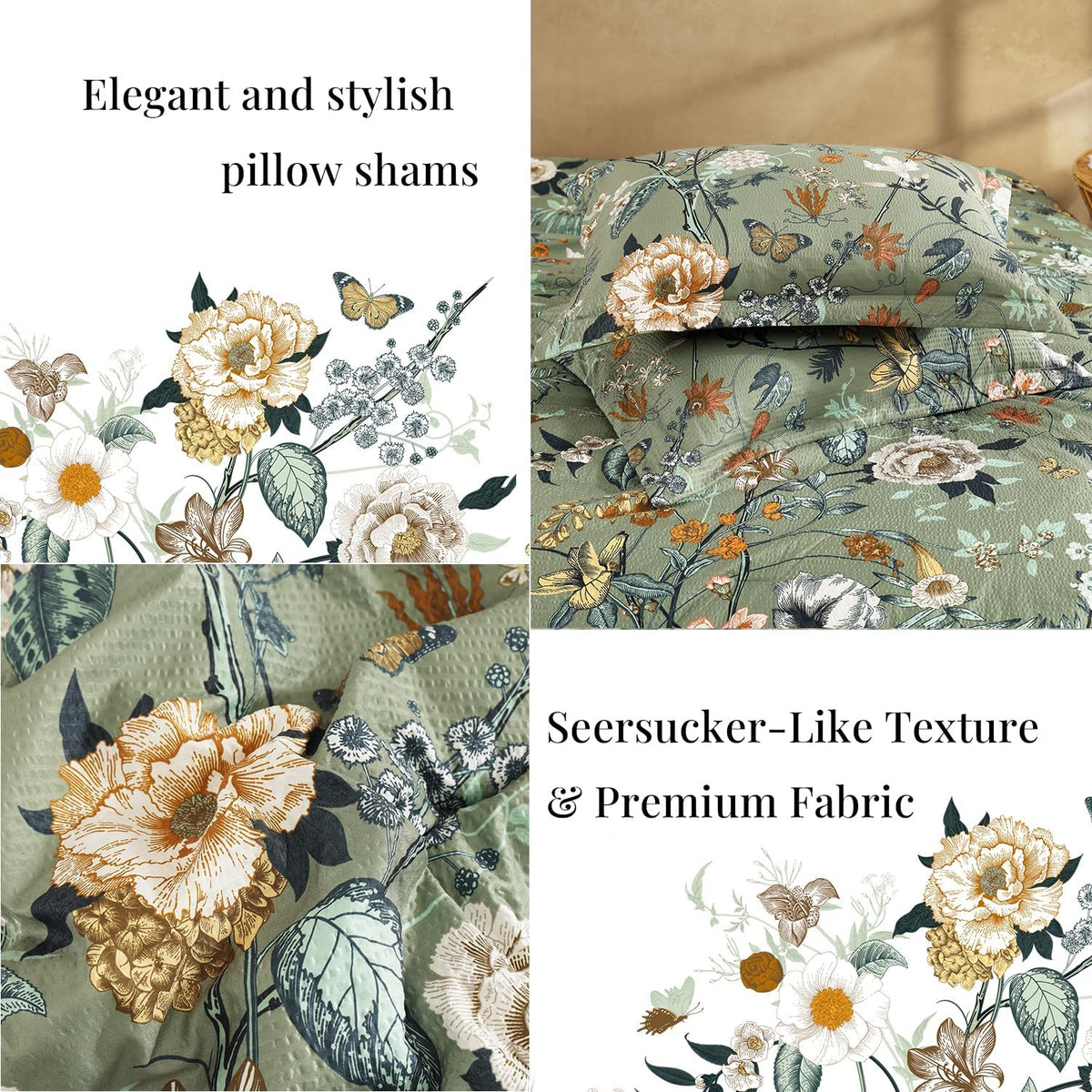 full size comforter sets - 7 pieces floral showing dimensions