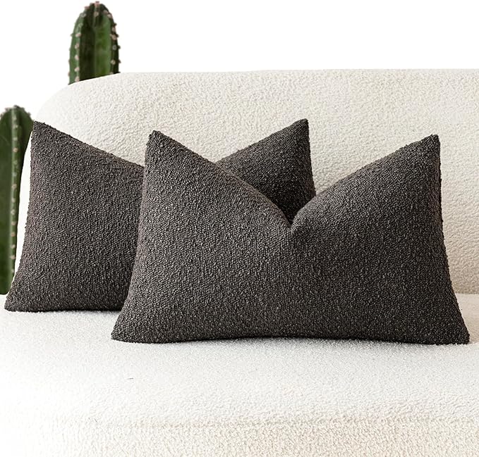 Foindtower Pack of 2 Textured Boucle Throw Pillow Covers Accent Solid by Foindtower
