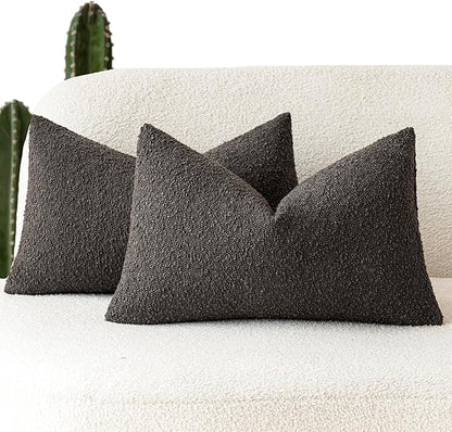Foindtower Pack of 2 Textured Boucle Throw Pillow Covers Accent Solid by Foindtower