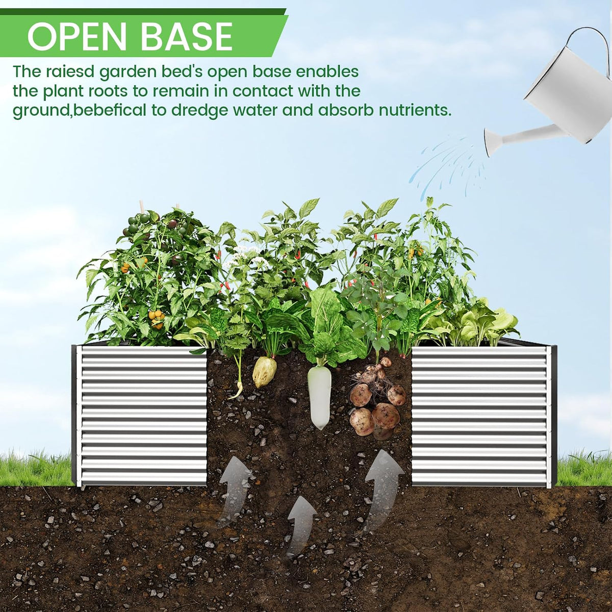 tall 8ft galvanized raised garden bed outdoor,above ground, package contents