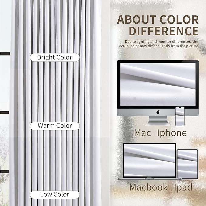 Joywell Pinch Pleated 100% Blackout Curtains 120 Inches Long Energy Saving - Image 9