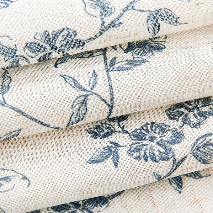 jinchan Floral Kitchen Curtains 45 Inch Linen Tier Curtains Farmhouse Cafe Half - Image 5