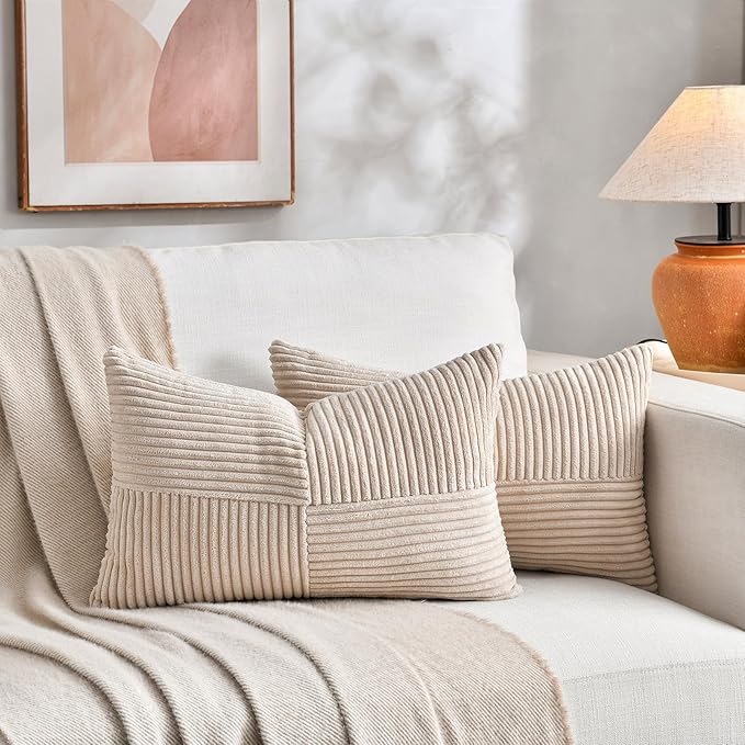 Fancy Homi 2 Packs Tan Lumbar Decorative Throw Pillow Covers 16x32 Inch - Image 6
