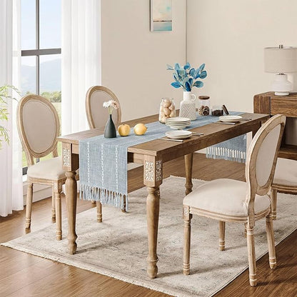 ZeeMart Farmhouse Braided Striped Table Runner, Rustic Blue Table Runners 36 - Image 3