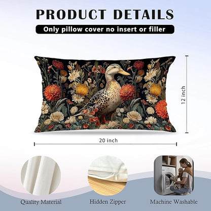 Rustic Duck Floral Pillow Covers 12x20 Set of 2, Gifts - Image 5