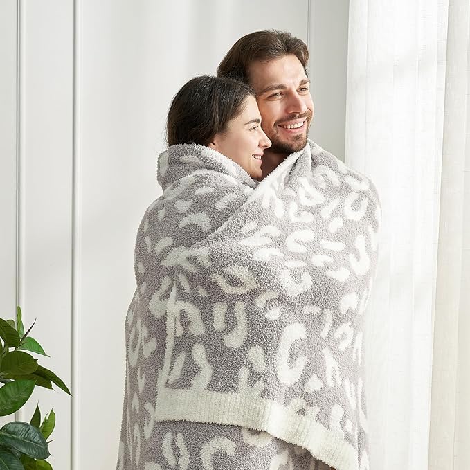 Snuggle Sac Leopard Queen Size Grey Microfiber Fluffy Warm Cozy Fuzzy Soft - Image 2