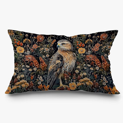 Boho Moody Eagle Floral Pillow Covers 12x20, Dark Academia Room Decor, Dark by Exqcom
