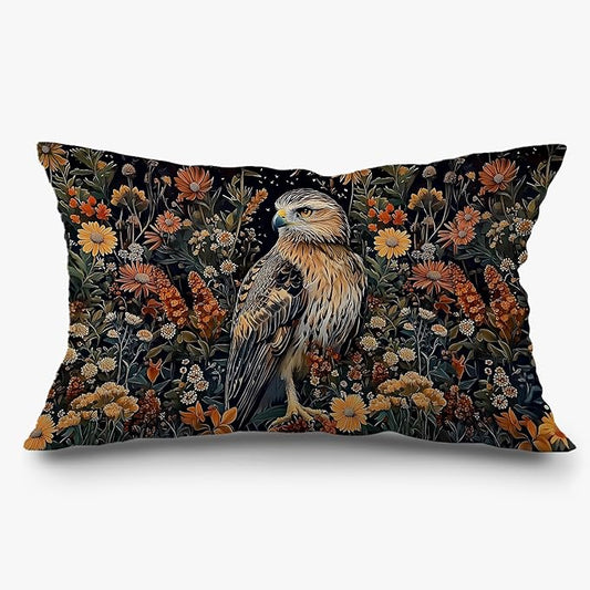 Boho Moody Eagle Floral Pillow Covers 12x20, Dark Academia Room Decor, Dark by Exqcom