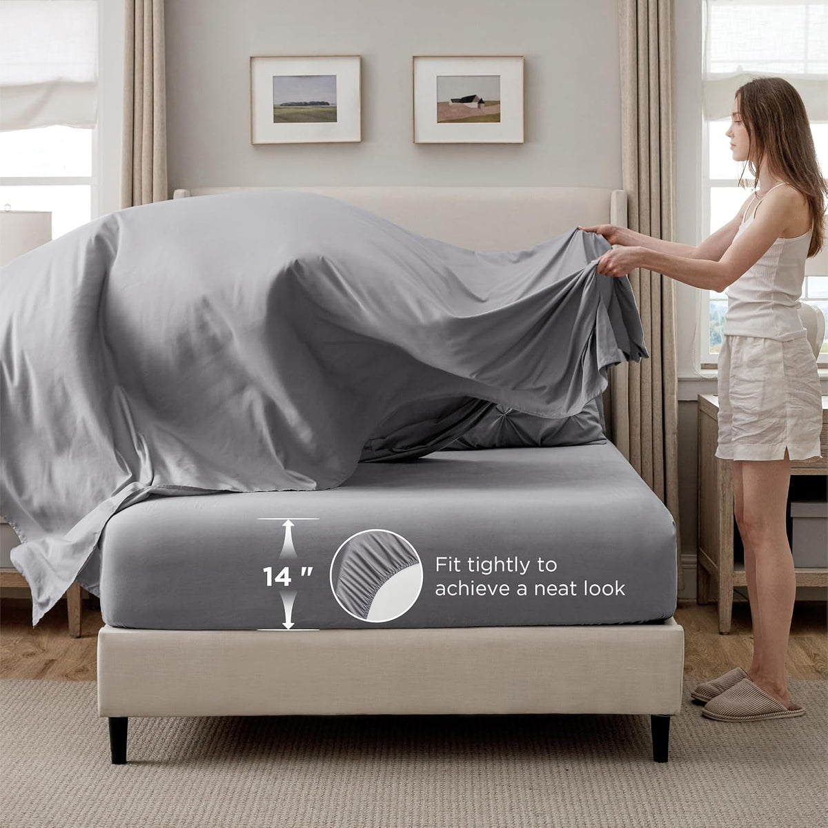 bedsure 7-piece king size comforter set & sheets, side view
