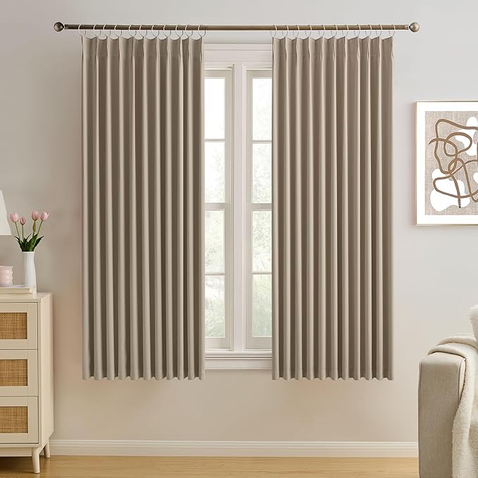 KEQIAOSUOCAI Pinch Pleated Window Curtain Panels 63 Inches Long Light Blocking by KEQIAOSUOCAI
